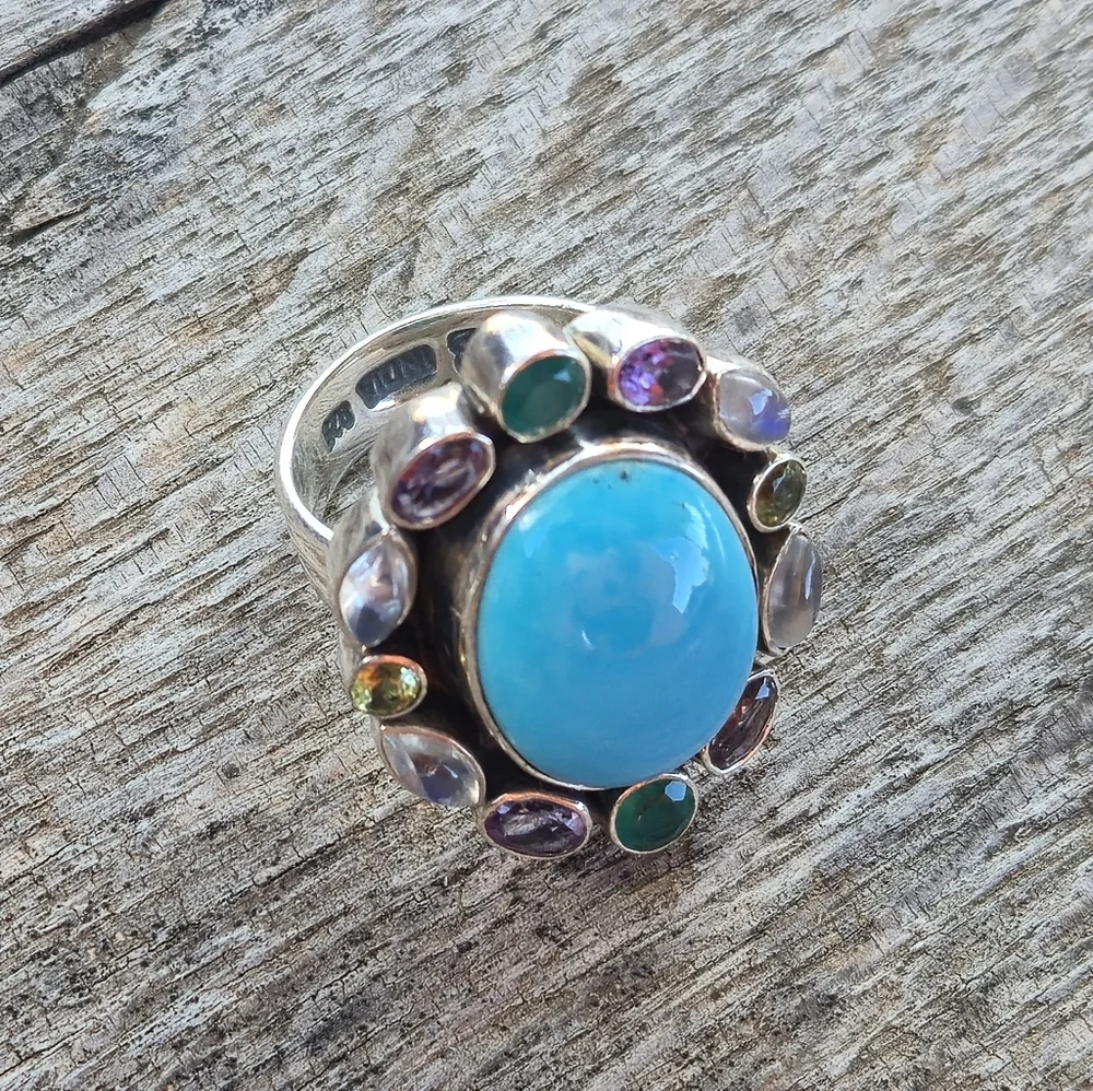 Nicky Butler RAJ LIMITED EDITION 925 Sterling Silver Turquoise Designer Ring 🩵 - Picture 7 of 15